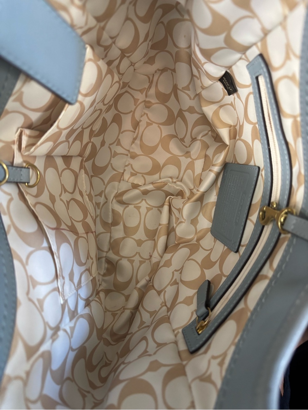 Coach Pleated Ergo Tote Hobo Shoulder Bag Light Blue Z17208 - Picture 3 of 8